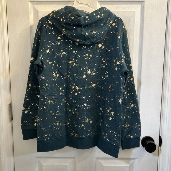Cat & Jack XXL 18 Dark Teal Gold Star Full Zip Hoodie Sweatshirt NWT - Picture 2 of 16